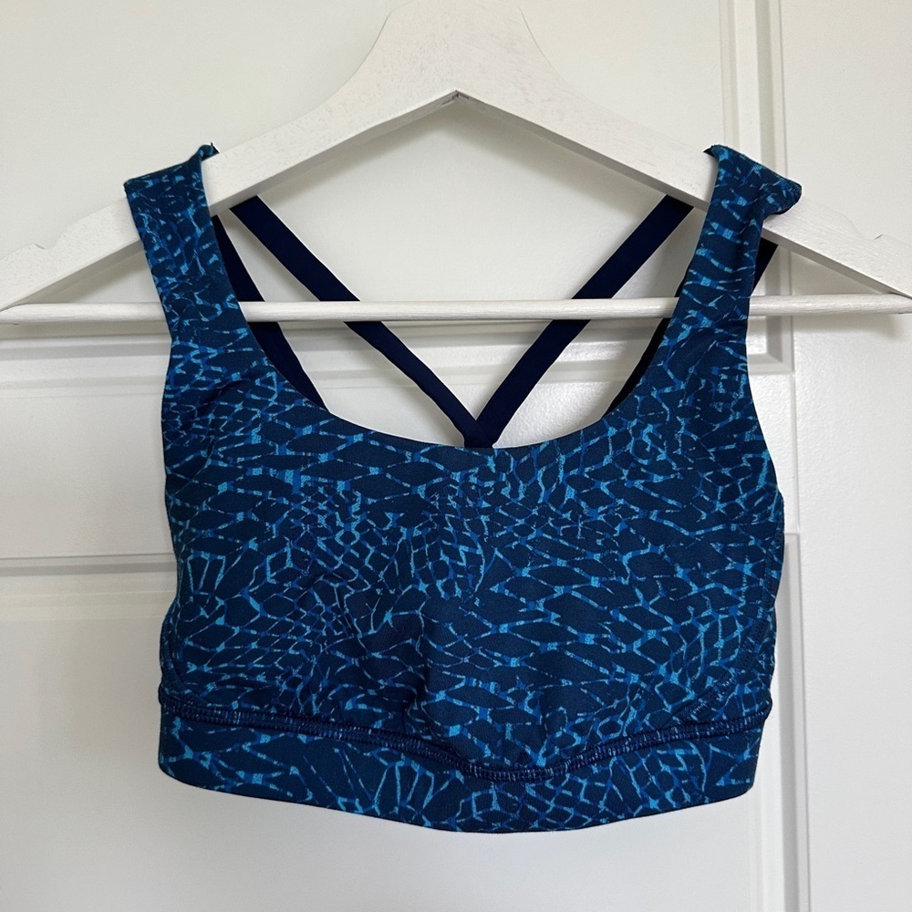 Lululemon Athletica Blue Patterned Sports Bra